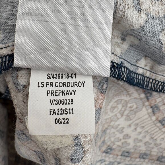 Banana Republic Paisley Mini Corduroy Top, Sz Large, Long Sleeve Babydoll Office - Picture 11 of 11